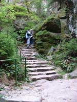Stone staircase in the Prachov rocks area, cesky raj
