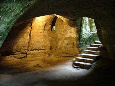 Stone staircase in the rocks at Valdstejn Castle