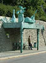 David Cerny's sculptural tabletop bus stop in Liberec