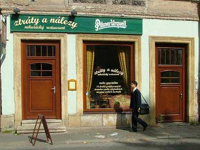 Street frontage of thr Lost and FOund restaurant in Liberec