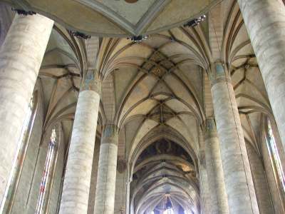 Ceiling arches of St Bartholomew's cathedral in Plzen