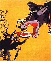 Propaganda caricature of Nazi Germany as a wolf