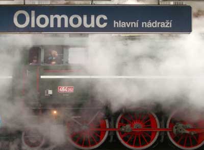 Steam train at Olomouc main station
