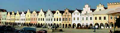Burghers' houses lining the main square of Telc